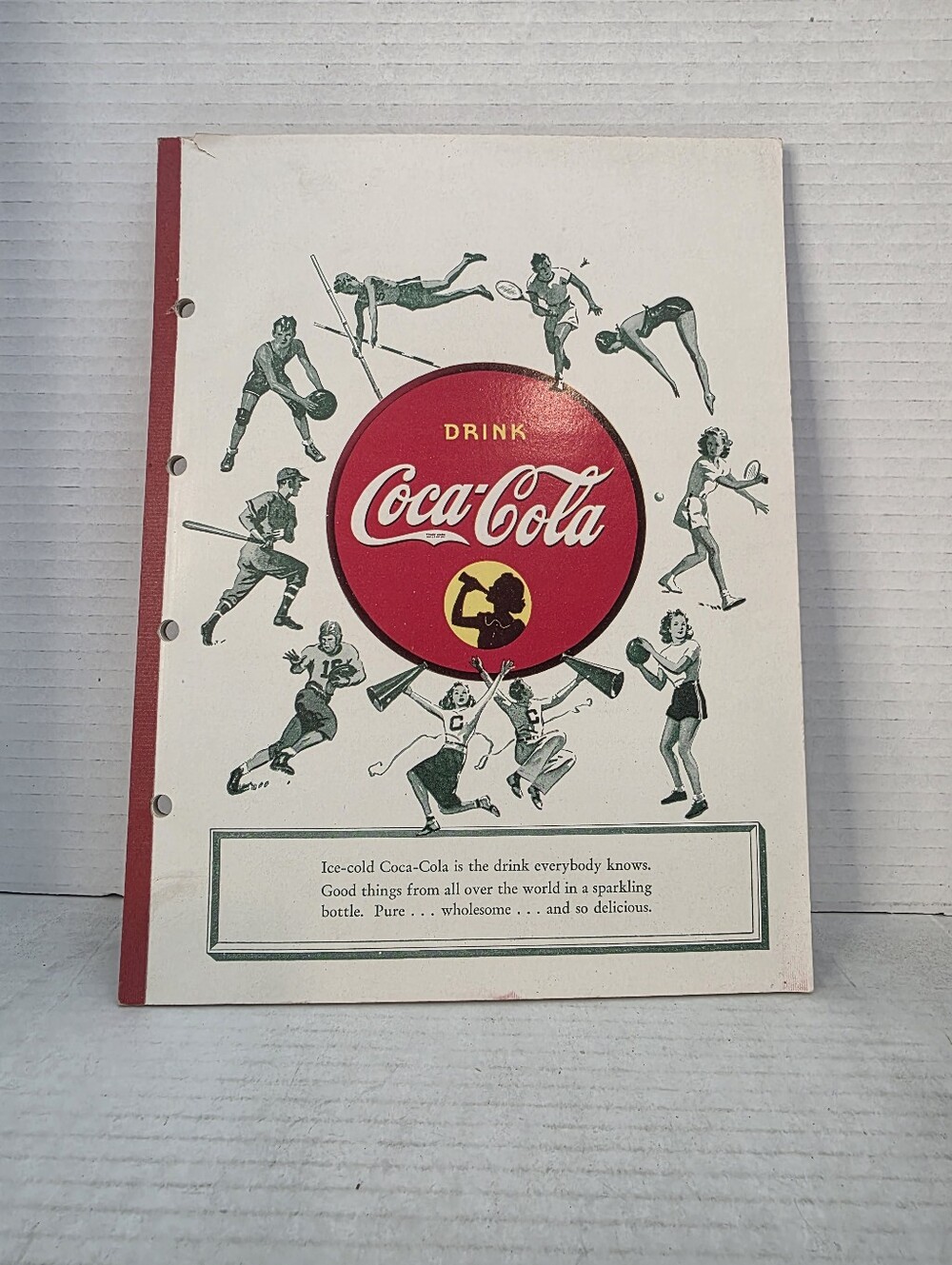 Vintage Coca Cola Coke School Paper Tablet Note Pad Advertising Sports Used